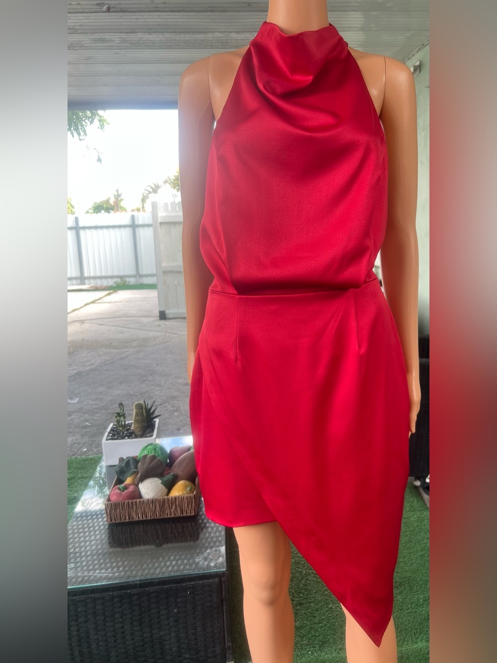 Elliatt Red Draped Halter Asymmetrical Dress - Picture 4 of 10
